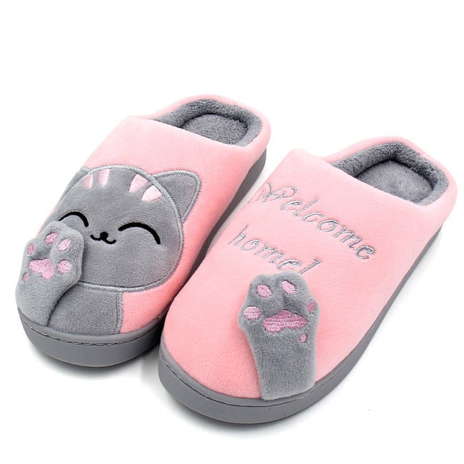 Women Winter Home Slippers Cartoon Cat Shoes-Women Shoes-Golonzo