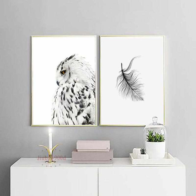 Nordic Owl Wall Art Canvas Painting-paint-Golonzo