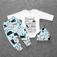 2018 baby boy clothes set - long-sleeved Romper + trousers + hat-baby and toddler outfits-Golonzo