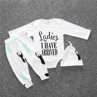 2018 baby boy clothes set - long-sleeved Romper + trousers + hat-baby and toddler outfits-Golonzo