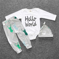 2018 baby boy clothes set - long-sleeved Romper + trousers + hat-baby and toddler outfits-Golonzo