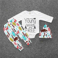 2018 baby boy clothes set - long-sleeved Romper + trousers + hat-baby and toddler outfits-Golonzo
