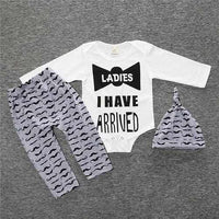 2018 baby boy clothes set - long-sleeved Romper + trousers + hat-baby and toddler outfits-Golonzo