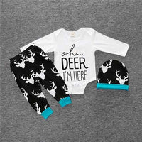 2018 baby boy clothes set - long-sleeved Romper + trousers + hat-baby and toddler outfits-Golonzo