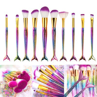 10PCS Mermaid Shape Makeup Brush - Golonzo -                                                                             