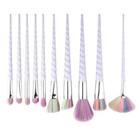 10 Pcs Professional Makeup Unicorn Rainbow Brush Set - Golonzo -                                                                             