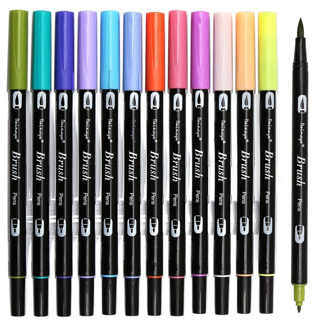 12PCs ABT Brush and Fine Tip Dual Brush Pen Art Markers - Golonzo -                                                                             