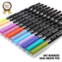 12PCs ABT Brush and Fine Tip Dual Brush Pen Art Markers - Golonzo -                                                                             