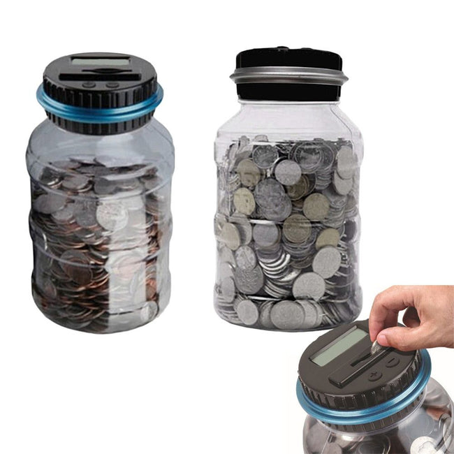 2.5L Electronic Piggy Bank - Digital LCD Coin Counter Jar - Golonzo -                                                                             