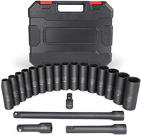 20pcs 1/2" Universal Drive Metric Impact Socket Set - Golonzo -                                                                             