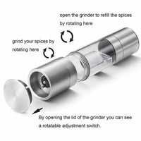 2 in 1 Stainless Steel Salt and Pepper Grinder - Golonzo -                                                                             