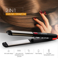 2in1 Ionic Flat Iron Hair Curler and Straightener Wand - Golonzo -                                                                             