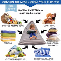 2in1 Stuffed Animal Doll Plush Toys Storage Bag - Texile Blanket Organizer - Golonzo -                                                                             