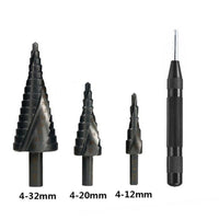 3pc/set 4-20/32MM HSS Cobalt Step Drill Bit Set - Golonzo -                                                                             