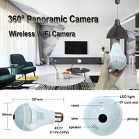 360 Degree LED Light Bulb Camera - Wireless Panoramic Home Security WiFi CCTV Fisheye - Golonzo -                                                                             