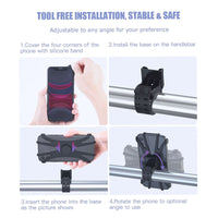 360° Rotation Bike Phone Mount Detachable with Adjustable Universal Silicone Handlebar - Golonzo -                                                                             