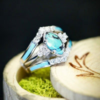 3PCS Natural Turquoise stone Ring Set - Golonzo -                                                                             