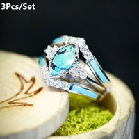 3PCS Natural Turquoise stone Ring Set - Golonzo -                                                                             