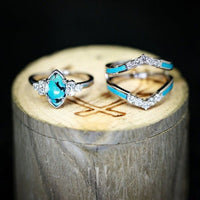 3PCS Natural Turquoise stone Ring Set - Golonzo -                                                                             