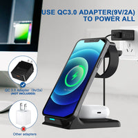 3 In 1 Fast Charging Wireless Charger Stand For Iphone 13 12 11 Xr 8 Apple Watch Dock Station - Golonzo -                                                                             