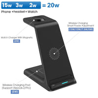 3 In 1 Fast Charging Wireless Charger Stand For Iphone 13 12 11 Xr 8 Apple Watch Dock Station - Golonzo -                                                                             
