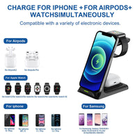3 In 1 Fast Charging Wireless Charger Stand For Iphone 13 12 11 Xr 8 Apple Watch Dock Station - Golonzo -                                                                             