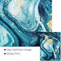 3 Panels Nordic Wall Art Canvas Painting Abstract Sea Blue Golden - Golonzo -                                                                             