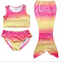 3 Pcs Girls Rainbow Mermaid Tail Swimwear - Cosplay Bikini Swimming Suits - Golonzo -                                                                             