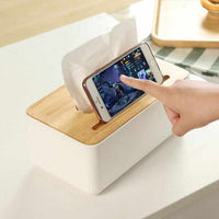 3 Styles Removable Plastic Tissue Box With Oak Wooden Cover - Golonzo -                                                                             