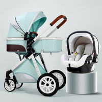 3 in 1 Luxury Leather Aluminum Frame Baby Stroller - Golonzo -                                                                             