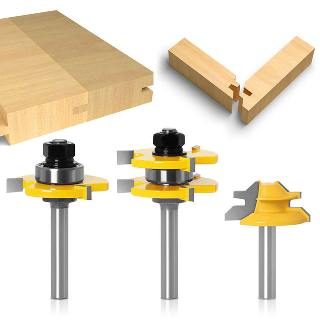 3pcs 8mm Shank Tongue & Groove Joint Assembly Router Bits - Golonzo -                                                                             