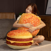40cm Hamburger Plushie Stuffed Round Pillow - Golonzo -                                                                             