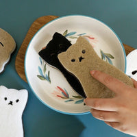 4PCS Cute Cat Shape Sponge 3 Layer Sponge Strong Water Absorption Dishwashing - Golonzo -                                                                             