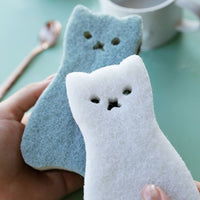 4PCS Cute Cat Shape Sponge 3 Layer Sponge Strong Water Absorption Dishwashing - Golonzo -                                                                             