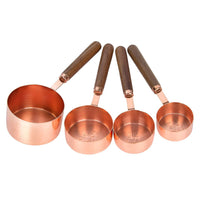 4Pcs Stainless Steel Measuring Cups Set for Dry Liquid Ingredients with Wooden Handle - Golonzo -                                                                             