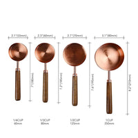 4Pcs Stainless Steel Measuring Cups Set for Dry Liquid Ingredients with Wooden Handle - Golonzo -                                                                             