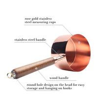 4Pcs Stainless Steel Measuring Cups Set for Dry Liquid Ingredients with Wooden Handle - Golonzo -                                                                             