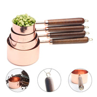 4Pcs Stainless Steel Measuring Cups Set for Dry Liquid Ingredients with Wooden Handle - Golonzo -                                                                             