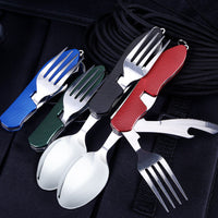 4 In1 Multi-Function Outdoor Camping Portable Folding Fork Knife - Golonzo -                                                                             