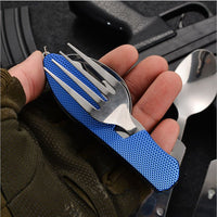 4 In1 Multi-Function Outdoor Camping Portable Folding Fork Knife - Golonzo -                                                                             