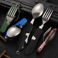 4 In1 Multi-Function Outdoor Camping Portable Folding Fork Knife - Golonzo -                                                                             