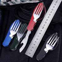 4 In1 Multi-Function Outdoor Camping Portable Folding Fork Knife - Golonzo -                                                                             