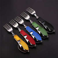4 In1 Multi-Function Outdoor Camping Portable Folding Fork Knife - Golonzo -                                                                             