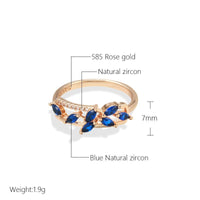 585 Rose Gold Blue Leaf Natural Zircon Ring for Women - Golonzo -                                                                             