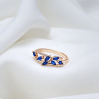 585 Rose Gold Blue Leaf Natural Zircon Ring for Women - Golonzo -                                                                             