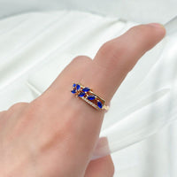 585 Rose Gold Blue Leaf Natural Zircon Ring for Women - Golonzo -                                                                             