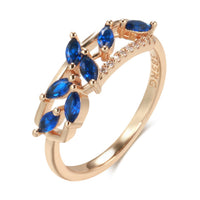585 Rose Gold Blue Leaf Natural Zircon Ring for Women - Golonzo -                                                                             