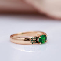 585 Rose Gold Emerald Oval Cut Natural Zircon High Quality Ring for Women - Golonzo -                                                                             