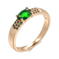 585 Rose Gold Emerald Oval Cut Natural Zircon High Quality Ring for Women - Golonzo -                                                                             