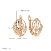 585 Rose Gold Glossy Dangle Flower Earrings - Golonzo -                                                                             